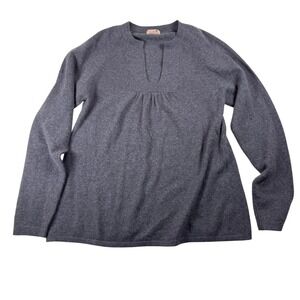 Pink Pineapple XL Gray Cashmere Long Sleeve‎ V Neck Pullover Sweater Top Fall